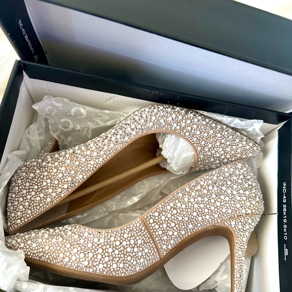 INC International Concepts Women's Glittering Silver Heels - Picture 2 of 5